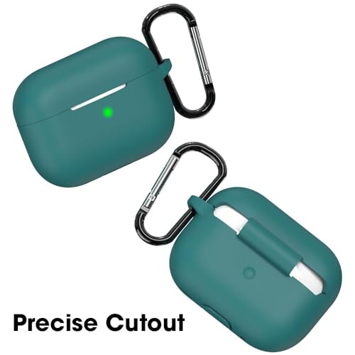 Image of Sounce Earphone Case Cover Compatible for Airpods Pro 2 Case 2022, Soft Silicone Skin Case Cover Shock-Absorbing Protective Case with Keychain [Front LED Visible](Green)
