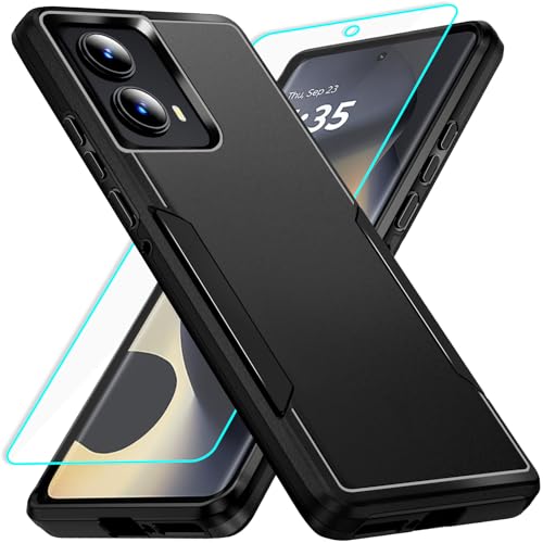 for Motorola Edge 2024 case with Screen Protection: Heavy Duty Protective Shockproof and Scratch Proof Cell Phone case for Moto Edge 2024-Black