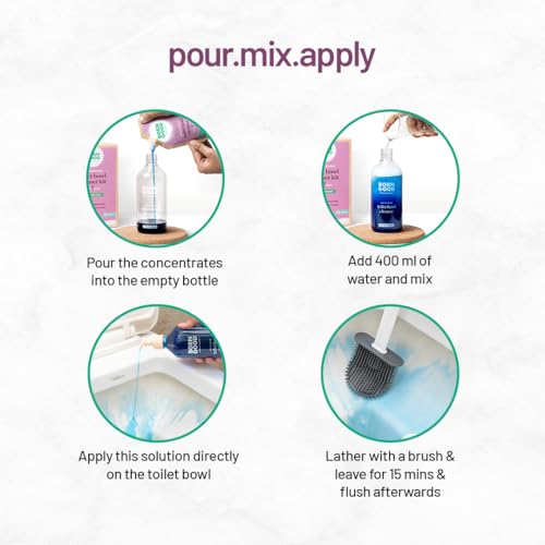 Image of Born Good Toilet Bowl Cleaner Concentrate 1.5L Bottle Pack | 1 Pouch 50ml = 500ml Toilet cleaner | No Toxic Fumes | Kills 99% Bacteria | Removes Skid-marks | Planet-Friendly