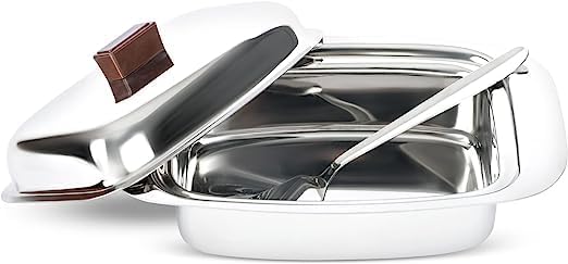 Ajay's Shoppe Stainless Steel Butter Box Container Dish for 500 Gram with lid and Knife for Fridge/Dining Table/Kitchen, Pack of 1 Butter Dish