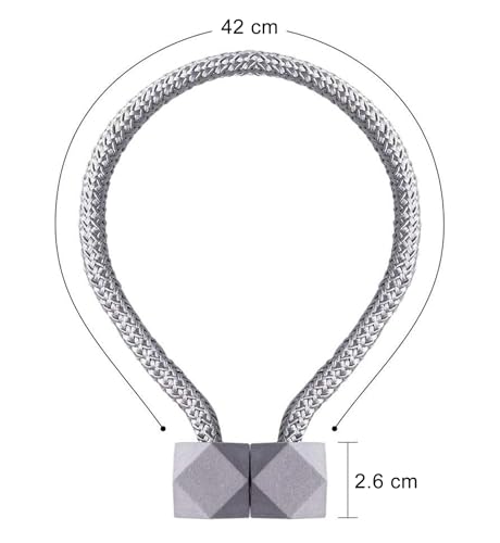 Image of INOVERA (LABEL) 4 Pieces Magnetic Windows Curtain Tiebacks - Decorative Curtains Holders Rope Holdbacks -Drapery Binding Tie Backs for Home, Office (Grey)