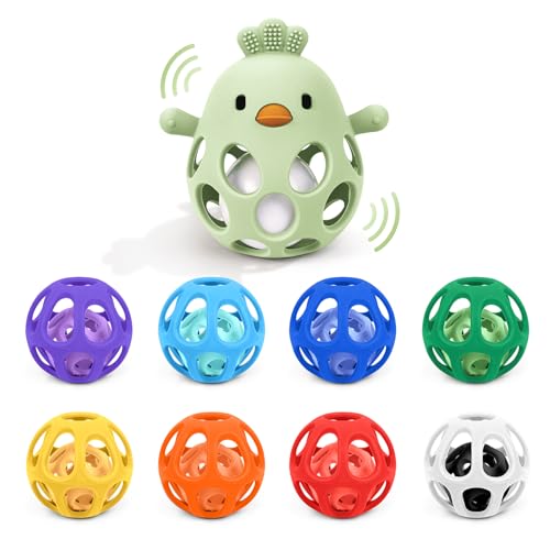 MCGMITT Silicone Baby Teething Toys Bundle with Baby Ball Toy Set