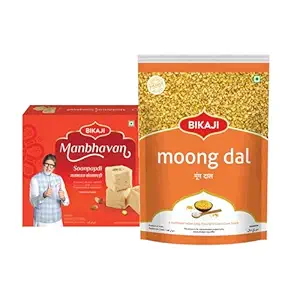 Soan-Papdi - Manbhavan 1000g and Moong Dal 200g Combo of 1200g (42.33Oz) – Authentic Indian Snacks Family Pack | Crunchy Namkeen, Party Mix, Bar Snacks & Tea-Time Treats
