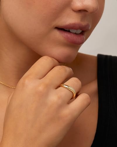 PAVOI 14K Gold Plated Wavy Stackable Ring for Women | Twisted Wave Band | Delicate Eternity Rings2