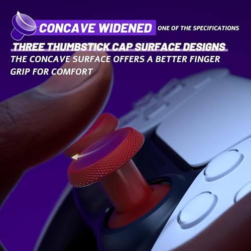 Image of eXtremeRate ThumbsGear V3 Interchangeable Ergonomic Thumbsticks for PS5 Controller, Replacement Analog Thumb Sticks for PS4 Controller - Carmine Red 4 Height Adjustable Convex, Concave Grip Joysticks