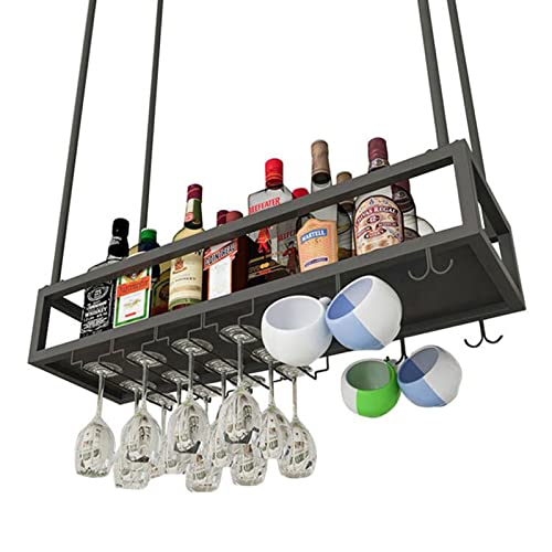 Elegante Estante para vinos de Acero Inoxidable montado en la Pared con Soporte para Vasos para Bar, Restaurante y decoración del hogar, Estante de Almacenamiento de Botellas de Vino de Gran