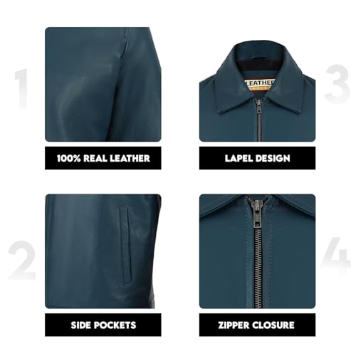 Image of Classic Polo Collar Leather Jacket Men-Work Jackets Turndown Collar Business Casual