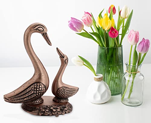 Image of ARTSMART Metal Kissing Duck Showpieces Decorative Love Bird Pairs Handcrafted Kissing Swan Couple Figurines Statues Idols for Home Decor Office Gift Items (Copper Finish)