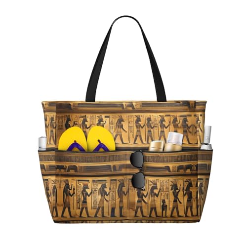 Sac de voyage noir imprimé égyptien idéal pour l'été et la plage