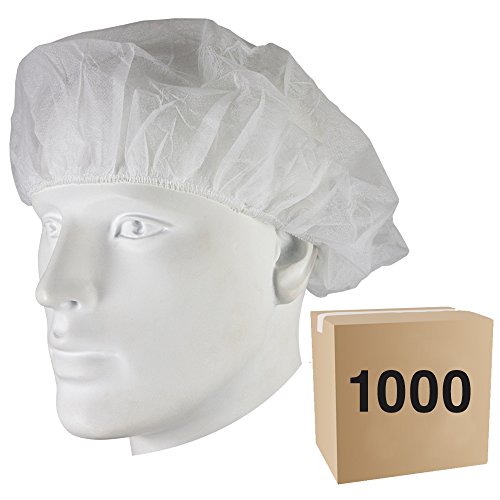 1000 x Gorro Desechable - Tipo: Acordeon - Material: Polipropileno - CE - Color: Blanco - para Hostelería, Alimentación, Laboratorio, Industria, Fábrica, Trabajo, Almacén Cover