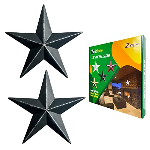 Two 12 Inch Black Metal Stars