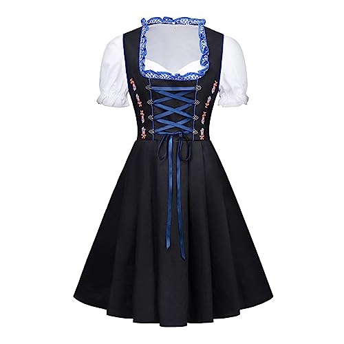 Iibooyye Women'S 3 Pieces German Dirndl Dress Traditional Costumes For Oktoberfest Carnival Halloween Blue M thumb #1