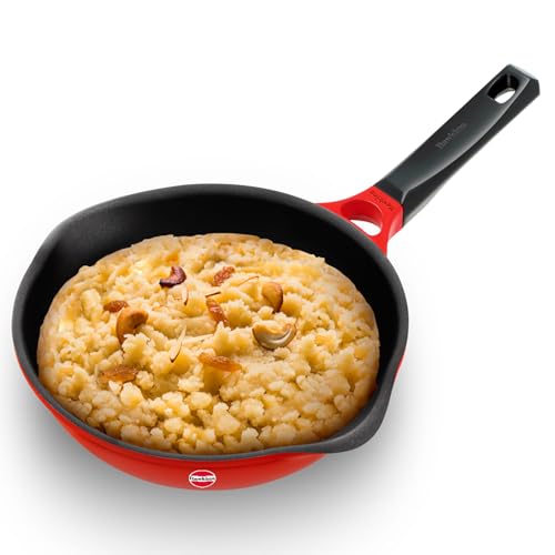 Image of Hawkins 20 cm Frying Pan, Die Cast Ceramic Coated Non Stick Induction Small Fry Pan, Red (IDCF20)