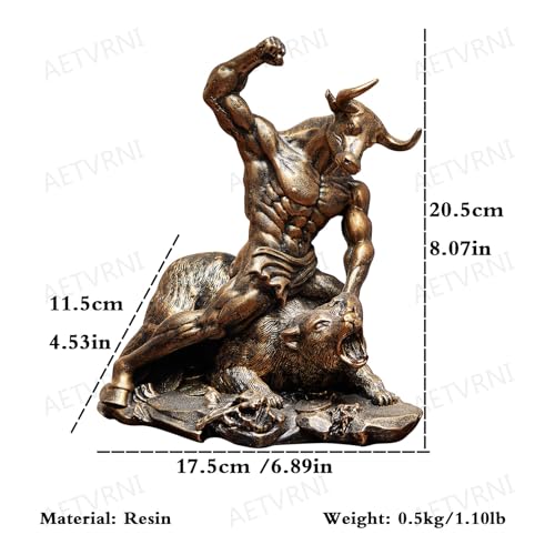 Estatua Toro y Oso Wall Street Resina Bronce 7x4.5x8in miniatura 5