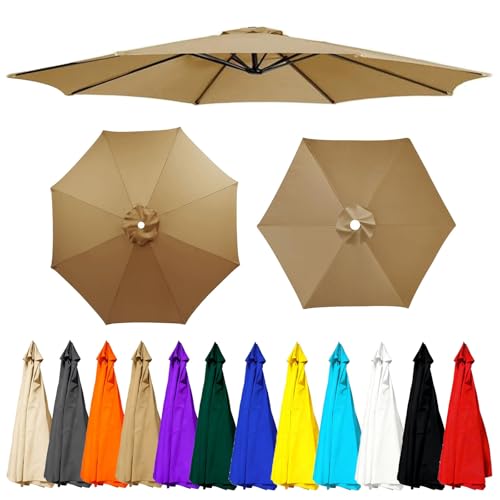 Cubierta de Repuesto para sombrilla, 6 Varillas/8 Varillas, 2/2.5/2.7m, Toldo de Repuesto para Sombrilla, para Exterior (solo Toldo), Beige, Gray(Khaki,2.7m/6-Ribs)