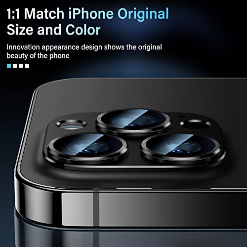 Image of Uyiton for iPhone 12 Pro Max Camera Lens Protector, [Drop Protection][Strong Adsorption] 9H Tempered Glass Camera Cover Screen Metal Ring Case Friendly Scratch Resistant Easy to Install - Black