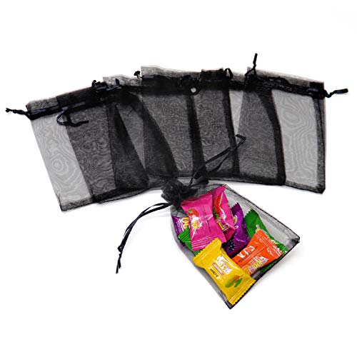 Image of Dealglad 100pcs Drawstring Organza Jewelry Candy Pouch Party Wedding Favor Bags (3x4 inch, Black)