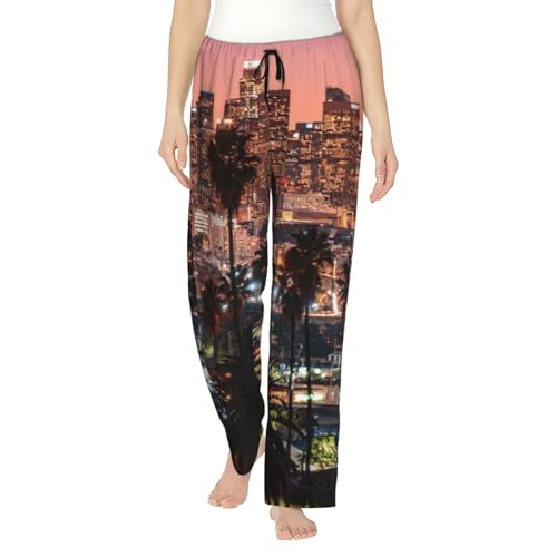Pantalon pyjama Los Angeles femme en polyester doux et ample muni de poches