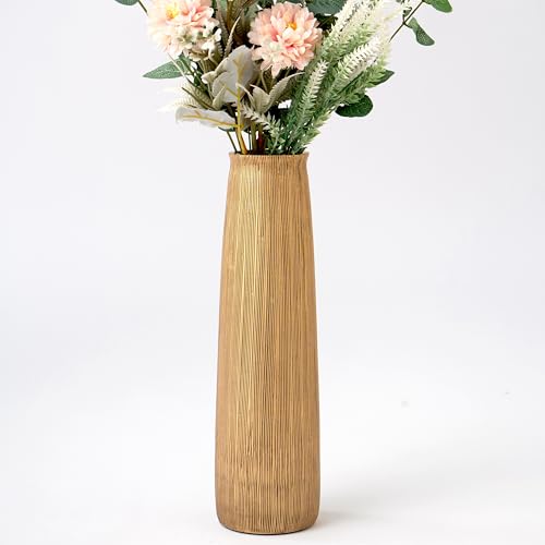 Image of Leewadee - Gold Floor Vase for Pampas Grass, Large Flower Vase for Home Decor, 12 inches, Resin