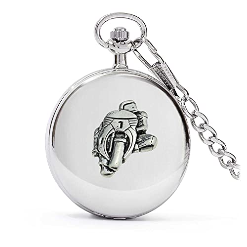 Montre de gousset quartz P1 Moto Argent avec coffret cadeau homme