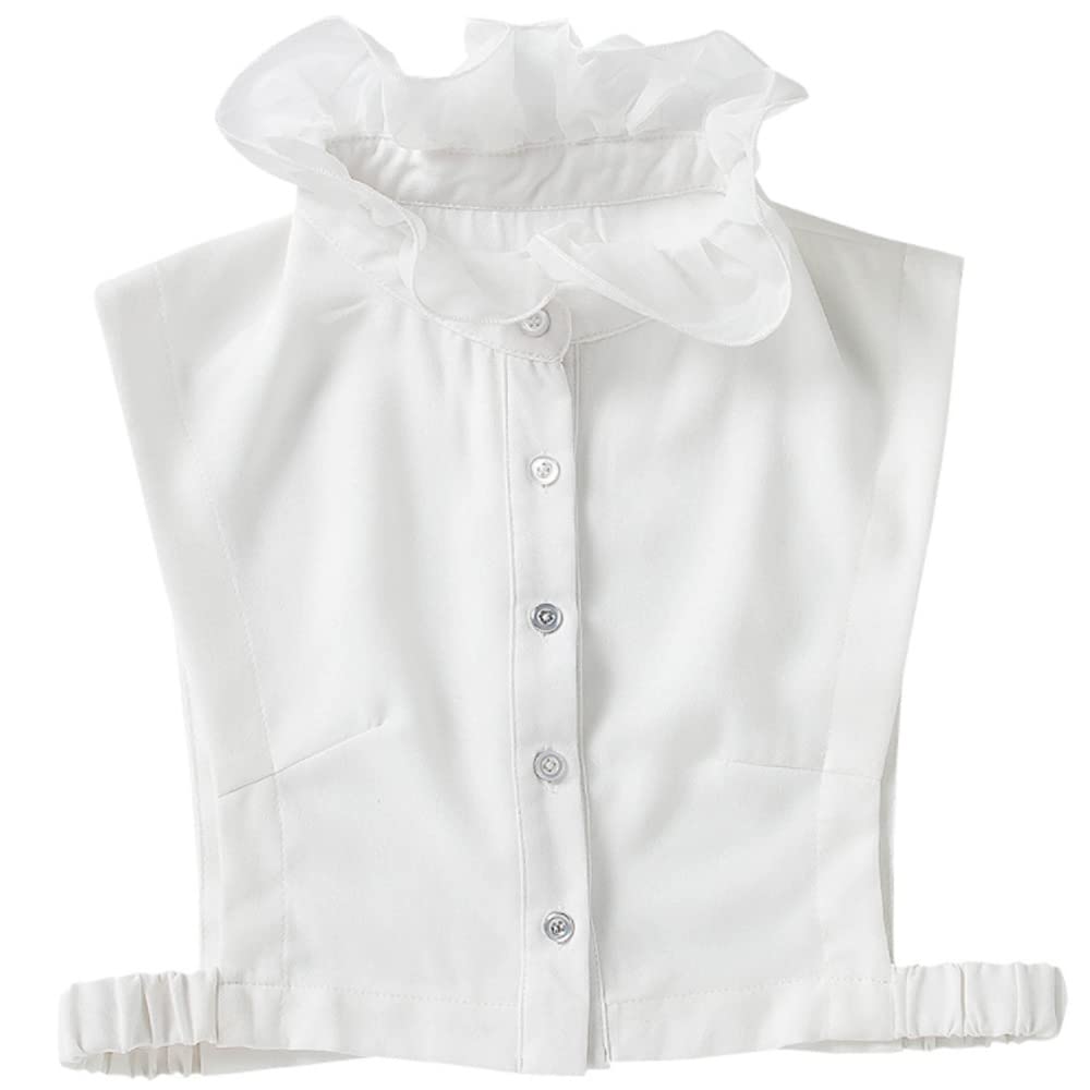 LoudSung Detachable Half Shirt Blouse Fake Collar False Collar Ruffle Floral Lace Stand Type Elegant for Women Girls