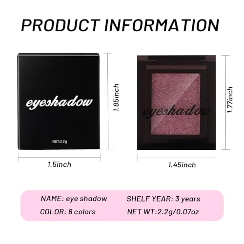 Image of WanTuoluo Sparkly Eyeshadow Palette for Women, Single Monochrome Eye Shadow Makeup, Shiny Pressed Cream Powder, Blendable Natural sombras para ojos, Holographic,Vegan,Travel (04-Glitter-Rose Pink)