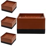 DECOMELODY 4個 防滑家具脚ブロック ベッドフレーム高さ調節用 耐荷重ソファーリフター 脚部保護滑り止め付き 家具リフター 茶色