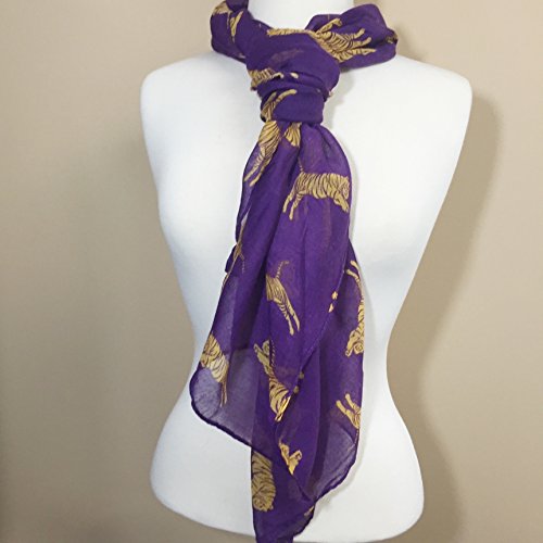 Gypsy Jewels Tiger Purple & Yellow Lightweight Thin Poly Scarf (Long Straight)3