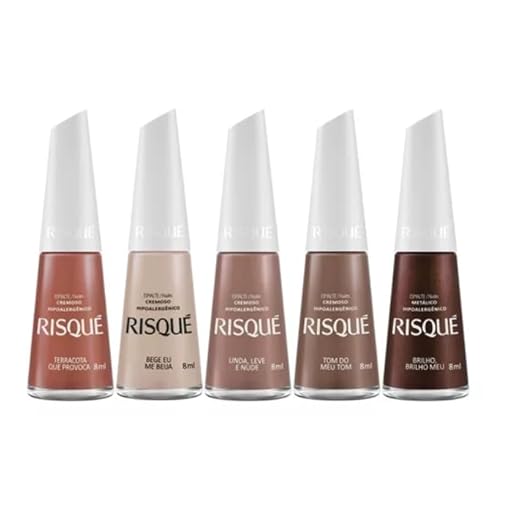 Kit 5 Esmaltes Risqué Novos Nudes Degradê