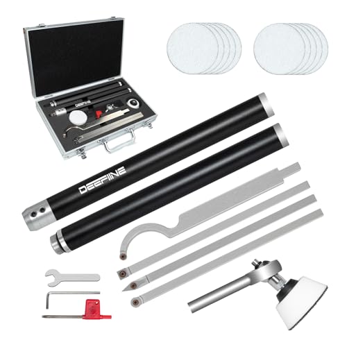 DEEFIINE Carbide Tip Wood Lathe Turning Tool set With Bowl Sander, Lathe Roughing and Finishing Hollowing Tool Interchangeable Aluminum Alloy Handle with 4pcs Carbide Inserts For Woodturning(Black)