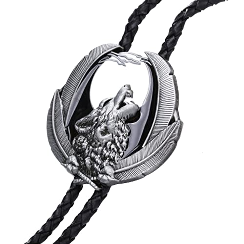 menolana Vintage Howling Design Cowboy Rodeo Bolo Tie