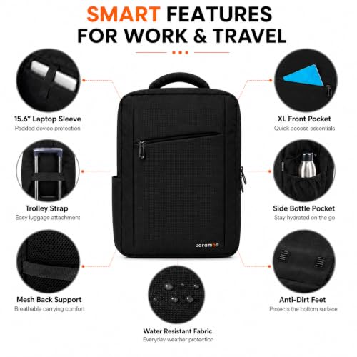 Image of CARAMBA CARRYMATE 26.5L Overnighter Laptop Backpack | Water Resistant Travel Bag with 15.6 inch Padded Laptop Sleeve, Trolley Strap & Dual Compartments for Office, Business, College Men & Women