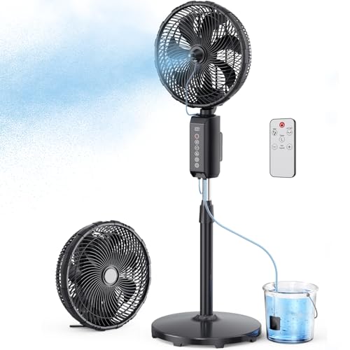 ATEngeus Outdoor Misting Fan 20000mAh Up to 21H Running Time, 12-Inch outdoor Oscillating Fan for...