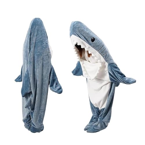 Freefire Couverture requin - En flanelle super douce et confortable avec capuche - Combinaison requin - Sweat à capuche - Gigoteuse portable pour adultes et...