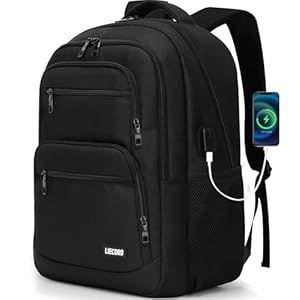 Backpack for Men, School Backpack for Boys Teens, 15.6 inch Laptop Back Pack with USB Charging Port, Backpacks for School Business Work College Travel, College Book Bag, Black Bookbag