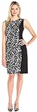 Kasper Women's Sleeveless Cowl Neck Printed Dress, Black/Silver, 6