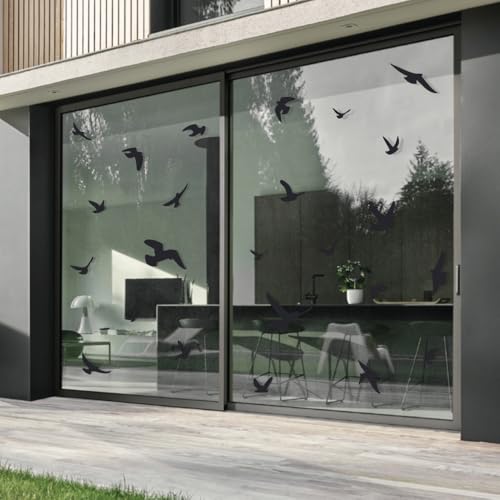 Anti-Collision Stickers to Prevent Bird Strikes on Window Glass - Set of 17 Silhouettes - Color: Black - Window Decals
