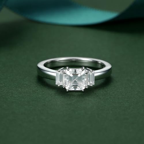 Moissanite Engagement Rings for Women D Color VVS1 925 Sterling Silver with18K White Gold Plated Anniversary Wedding Promise Ring for Her ewelry Box Packed With Certificate3