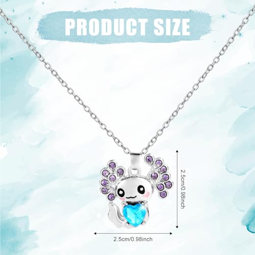 Axolotl Necklace for Girls Women, Cute Axolotl Crystal Pendant Necklace Blue Rhinestone Axolotl Necklace Charm Fashion Jewelry Gift for Graduation Birthday Party Christmas Thanksgiving Day2