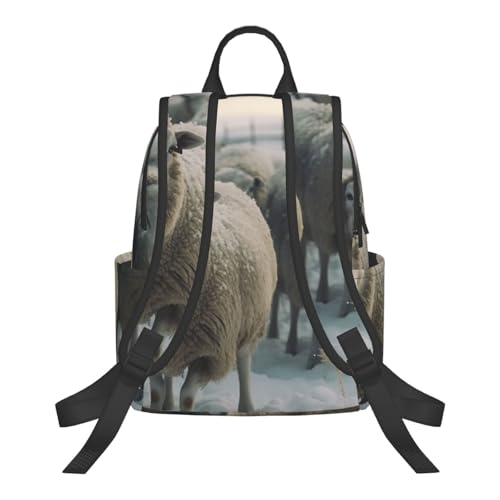 Casual Backpack for Women Men Sheep Are in the Snow Lightweight Daypack Large Capacity Nurse Bag3