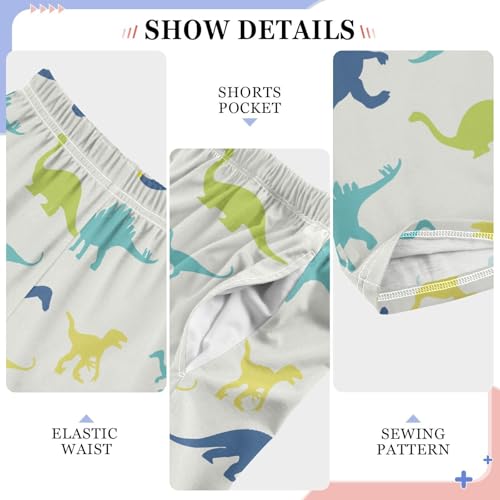 Dinosaurs Silhouette Beige Boys Pants for Kids Jogger Pants with Pockets S-XL4