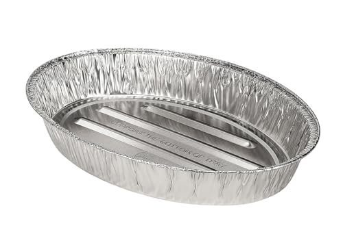 2 x Large Oval Aluminium Foil Roasting Tray 44 x 33 x 7.5cm | Heavy Duty Disposable Turkey Roasting Pan for Oven BBQ & Grilling | Deep Foil Roaster Tray for Cooking & Catering