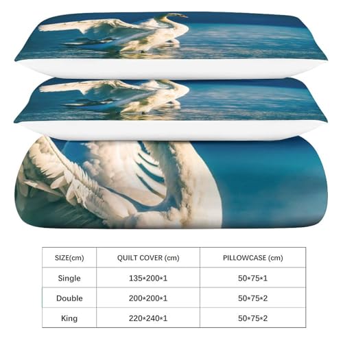 Housse de couette cygne impression 3D premium SCOOVY lit double King - 6