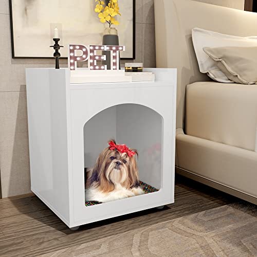 Mesa de Cabeceira Modelo Casinha Pet Gato/Cachorro Branco