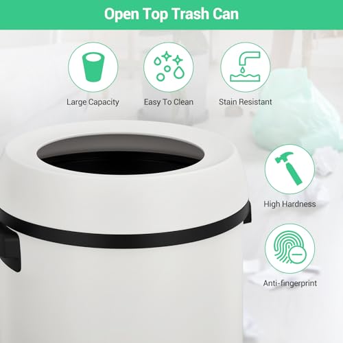 Caneca de basura redonda de 65 L en acero inoxidable blanco miniatura 5