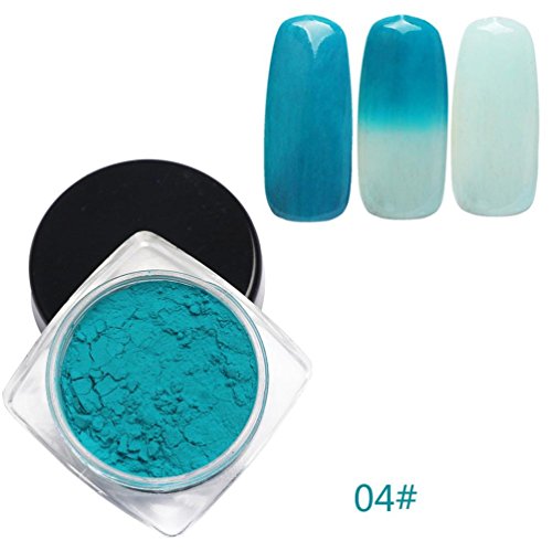 Hot Nail Art! AMA(TM) 12 Colors Thermochromic Thermal Change Temperature Powder Dust Gradient Nail Tip Bottle Gel Polish Decoration Makeup Art DIY Chrome Pigment (D)