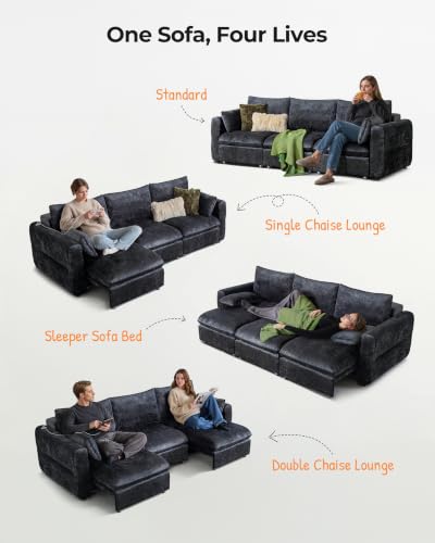 Image of 103 inch Electric Pull Out Sleeper Sofa Bed, 2in1 Power Extendable Couch Bed