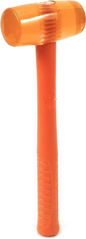 VENEKETY Rubber Mallet Hammer with Rubber Round Head and Non-Slip Comfortable Grip Handle Soft Face Hammer for Tiles and Other Work 400g (Green or Orange) (Size: 500G) 1