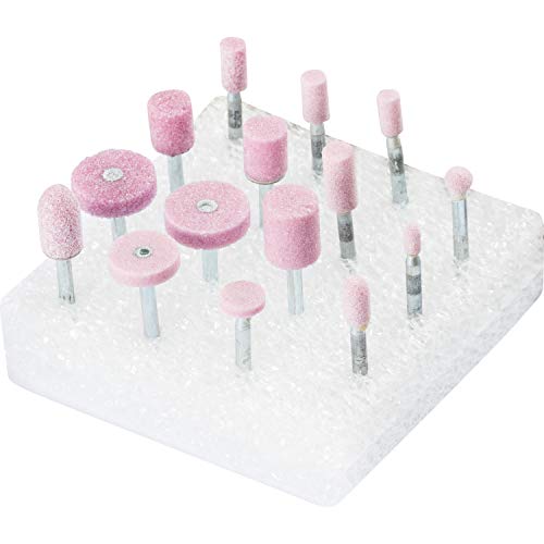 PFERD TOOLS Schleifstift-Set STEEL EDGE, 15-teilig, Schaft-ø 3 mm, fein, Edelkorund rosa, 33920231 – für den Kanteneinsatz auf Stahl und Stahlguss
