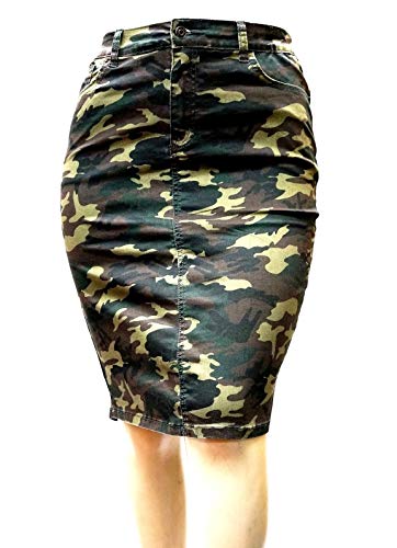 Jack David Womens Plus Size Stretch Denim Jeans Casual Twill Cotton Camouflage Skirt Modern Series-SIZE-3X4